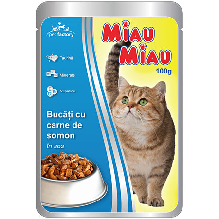 Hrana Umeda Cu Somon In Sos, Plic Miau- Miau,100g