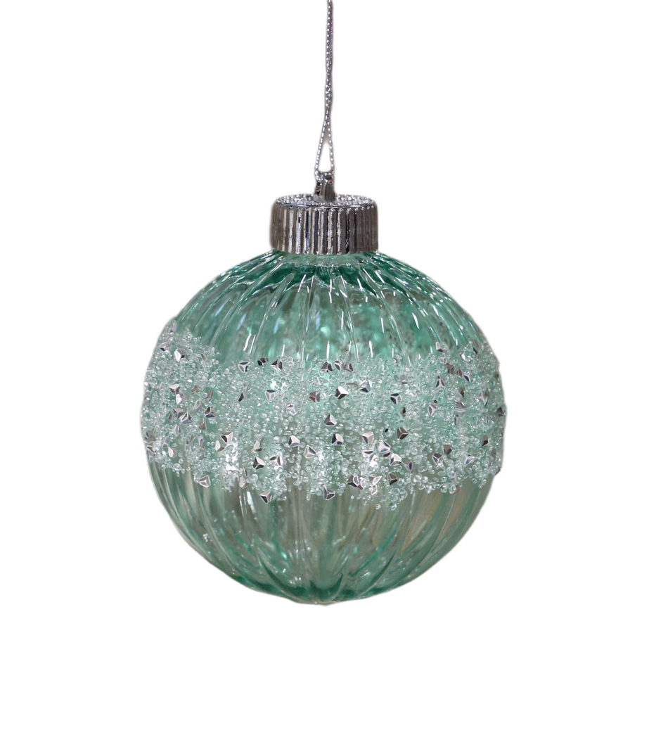 XMAS ORNAMENT GLOB VERDE CU BORDURA ARGINTIE 10 CM