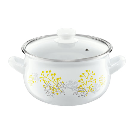 Oala Emaiil Cu Capac, Decorata 4.5l