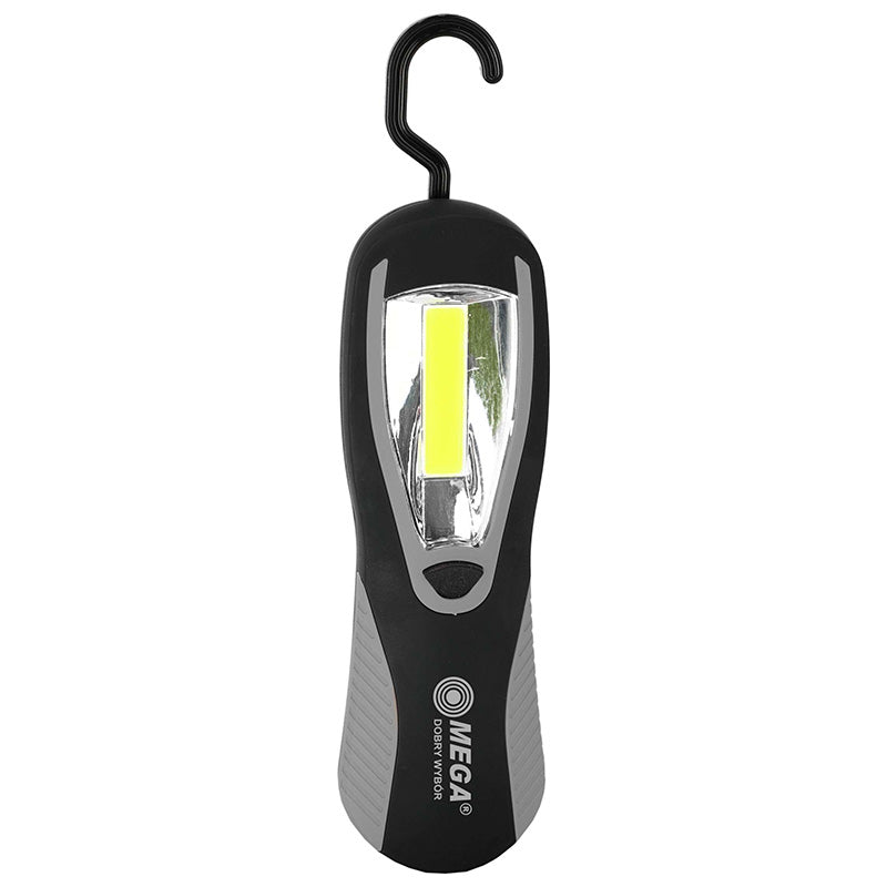 Lampă atelier magnetică LED COB, 200 lm, 3xAAA, cu cârlig – MEGA 66145