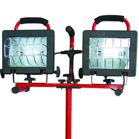 Lampă halogen portabilă cu stativ, 2 × 500 W, aluminiu, Proline 66158