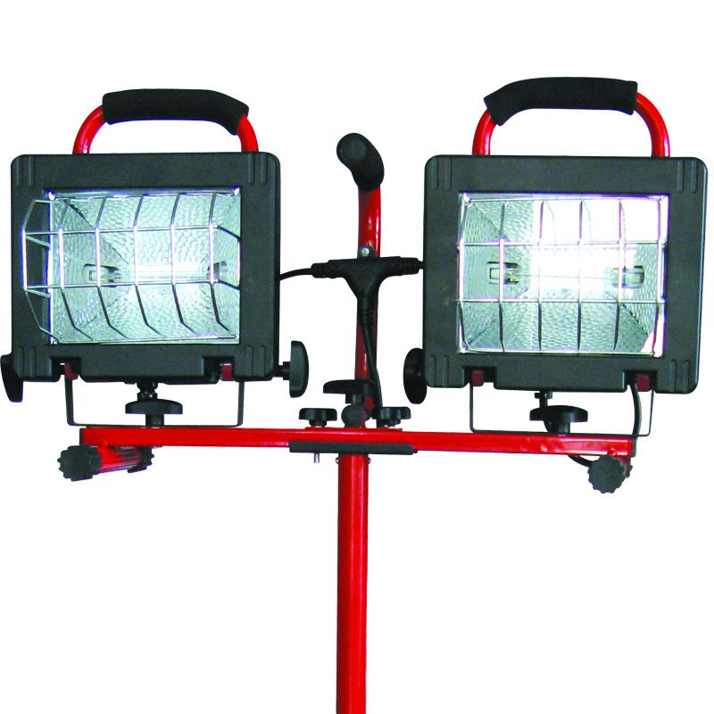 Lampă halogen portabilă cu stativ, 2 × 500 W, aluminiu, Proline 66158