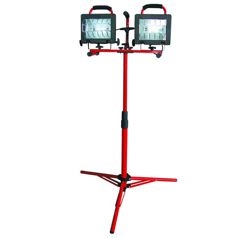 Lampă halogen portabilă cu stativ, 2 × 500 W, aluminiu, Proline 66158