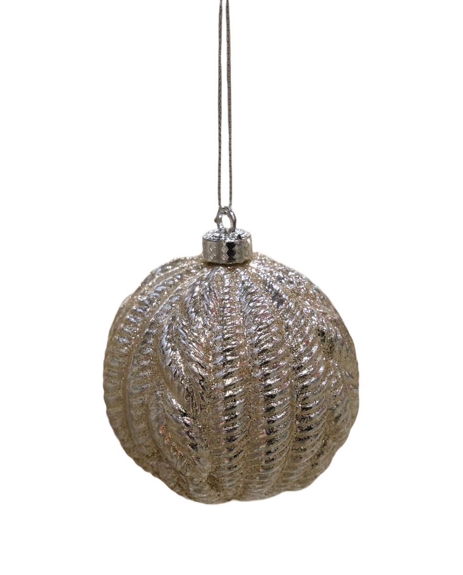 Xmas Ornament Glob Sampanie Prafuit Cu Tricot 8 Cm , Plastic