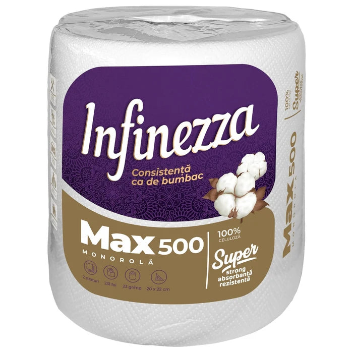 Prosop Hartie Infinezza Max 500, Alb, 2 Straturi, L 45m