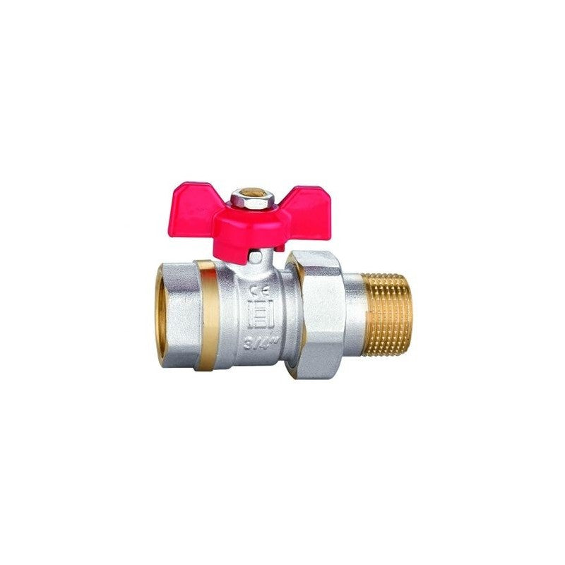 Robinet Cu Olandez 3/4', Ni Cu O-ring, Fluture Rosu