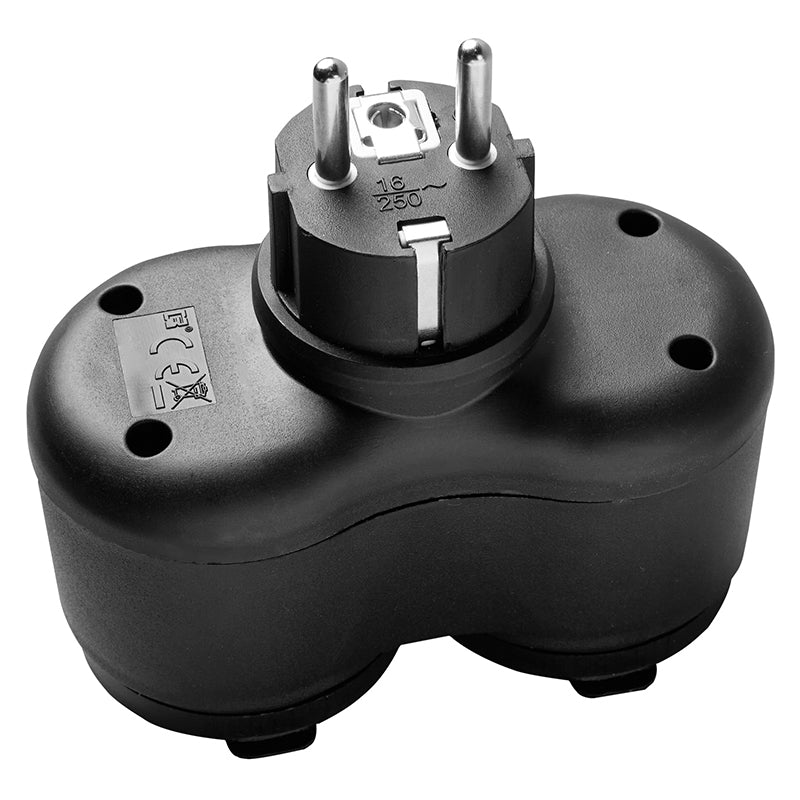 Adaptor 2 căi IP44 16A max 3500 W negru Optonica 7637