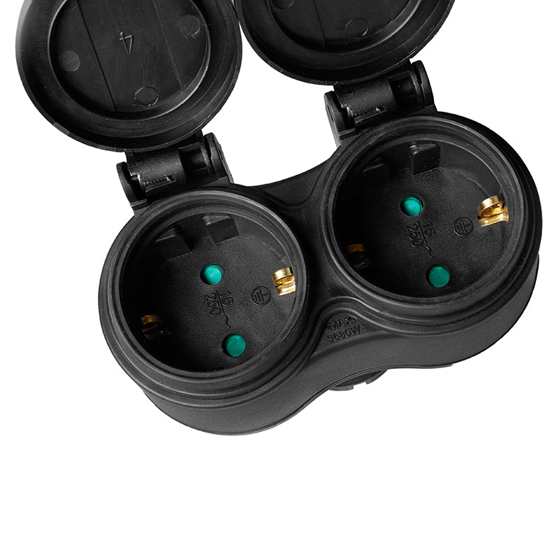 Adaptor 2 căi IP44 16A max 3500 W negru Optonica 7637
