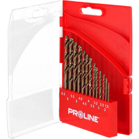 Set burghie metal HSS-Co 5% cobalt PROLINE vârf 135° în casetă 13 piese
