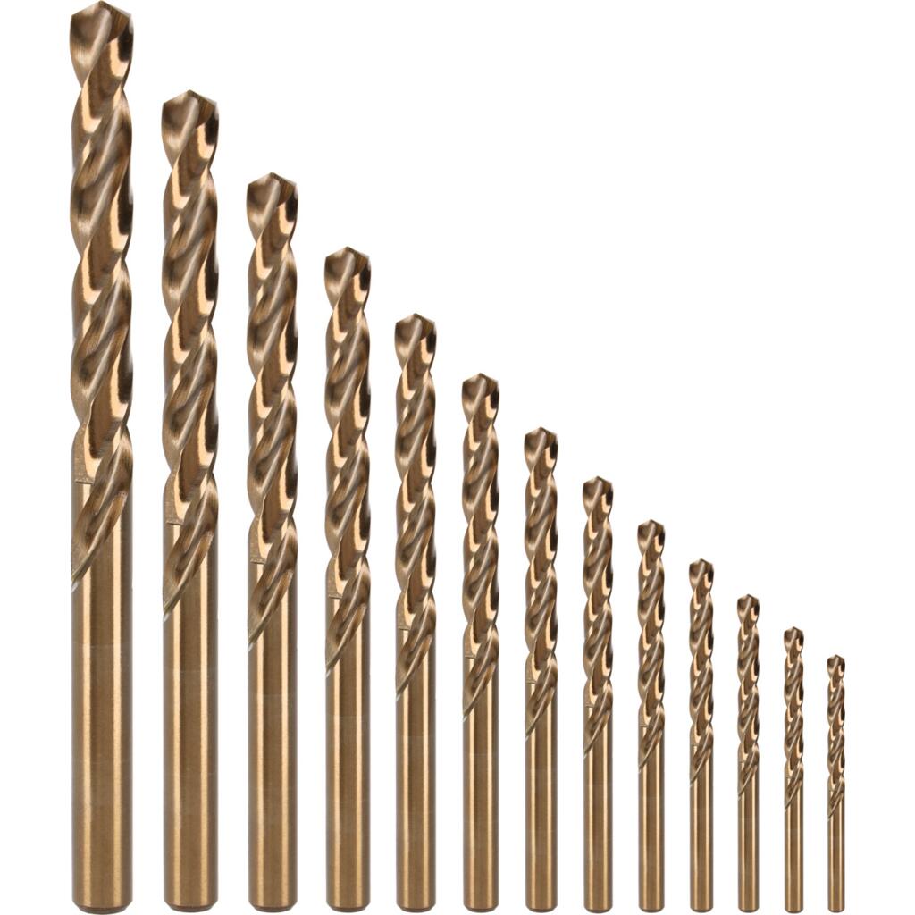 Set burghie metal HSS-Co 5% cobalt PROLINE vârf 135° în casetă 13 piese