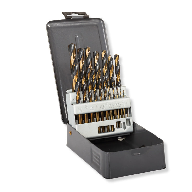 Set burghie metal HSS 135° în cutie PROLINE 1-10 mm 19 bucăți