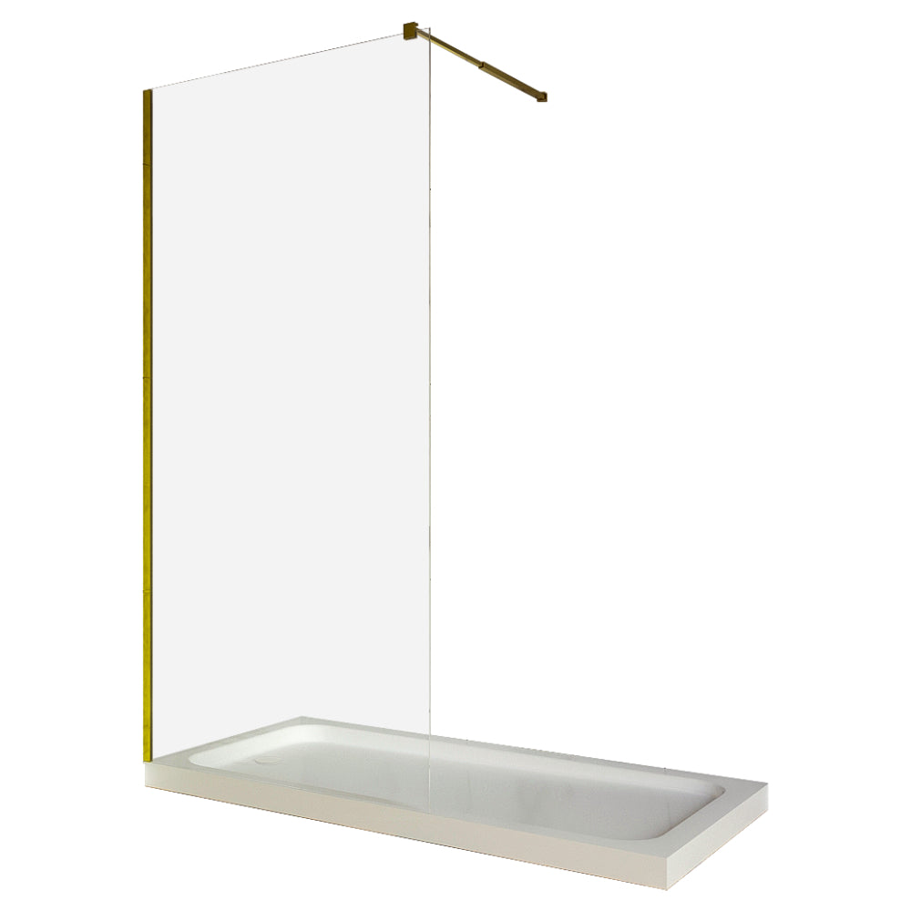 Paravan duș walk-in, perete sticlă 6 mm transparentă, profil auriu, tija extensibilă, 80 × 200 cm Celesta 276955