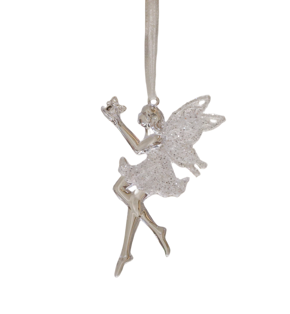 ORNAMENT BRAD ZANA ALB TRANSPARENT 8.5X5CM XMAS
