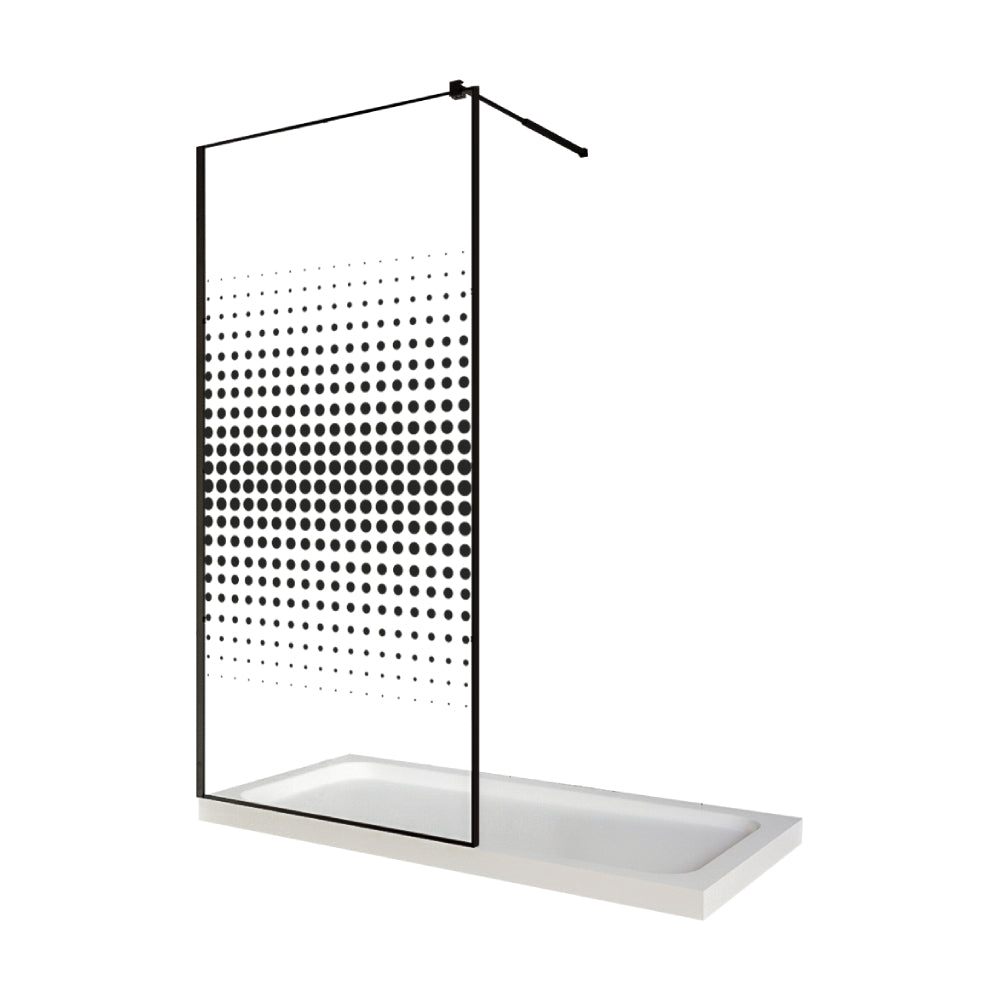 Paravan duș walk-in sticlă model Dots 106, 8 mm, profil negru, tija extensibilă, 80 × 200 cm Celesta 277040