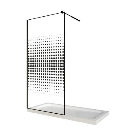Paravan duș walk-in sticlă model Dots 106, 8 mm, profil negru, tija extensibilă, 80 × 200 cm Celesta 277040
