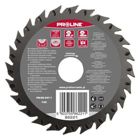 Disc rașpel circular plat PROLINE pentru lemn, plastic și cauciuc, pentru prelucrare uscată