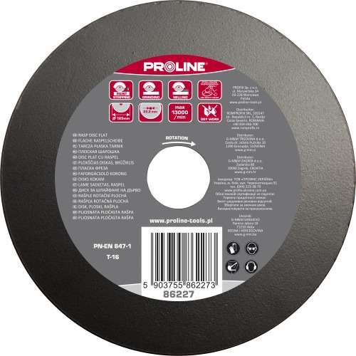 Disc rășpel plat fin pentru lemn, plastic și îndepărtare rugină 125 mm PROLINE 86227