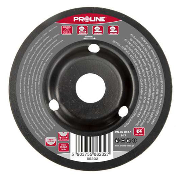 Disc rășpel conic pentru finisare 125 mm PROLINE 86232