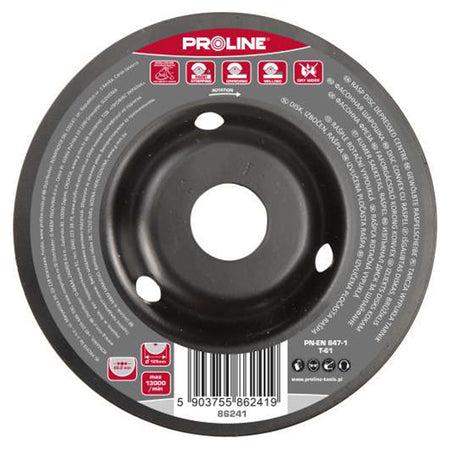 Disc rașpel deprimat aspru pentru lemn, cauciuc, plastic 125 mm PROLINE 86241