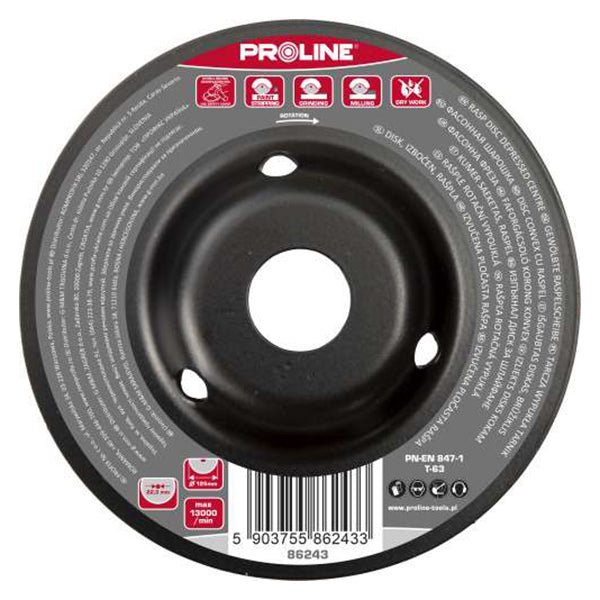Disc rașpel convex fin pentru prelucrare suprafețe 125 mm PROLINE 86243