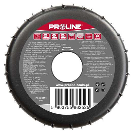 Disc rașpel cu freză frontală PROLINE, plat, pentru lemn, cauciuc și plastic, utilizare uscată, diametru la alegere