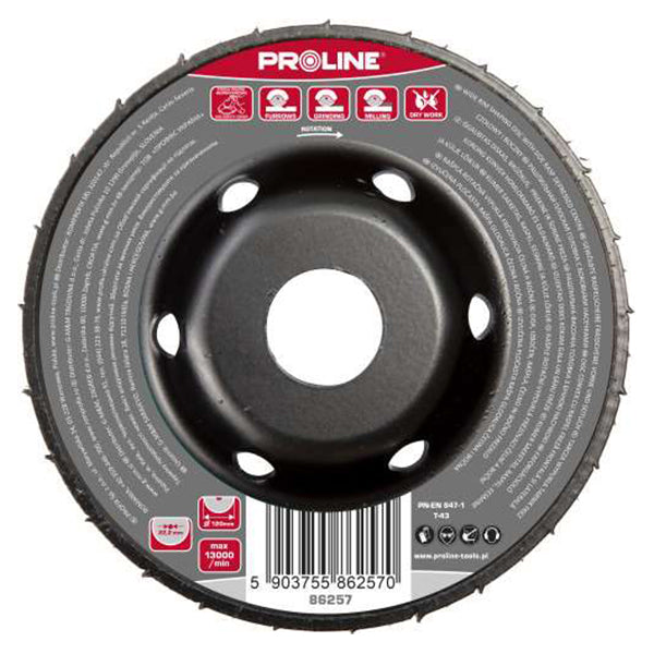 Disc rașpel carota depresat cu freză frontal-lateral, 120 mm, lățime freză 18 mm, PROLINE 86257