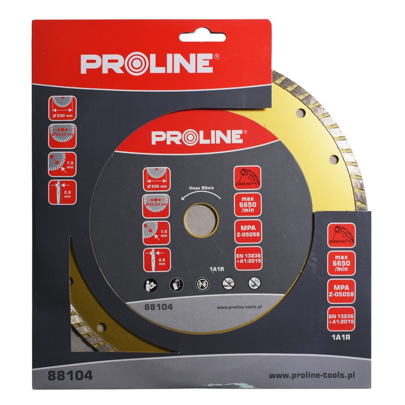 Disc diamantat turbo super dur PROLINE pentru tăiere piatră și beton