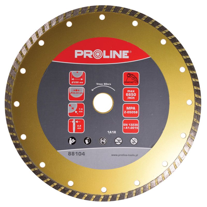 Disc diamantat turbo super dur PROLINE pentru tăiere piatră și beton