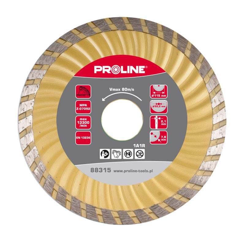 Disc diamantat turbo canelat super dur PROLINE pentru beton, ceramică și piatră 125 mm