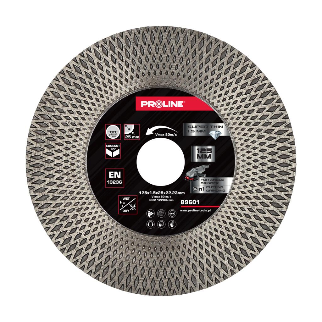 Disc diamantat subțire debitare-șlefuire 125 mm pentru faianță și piatră PROLINE 89601