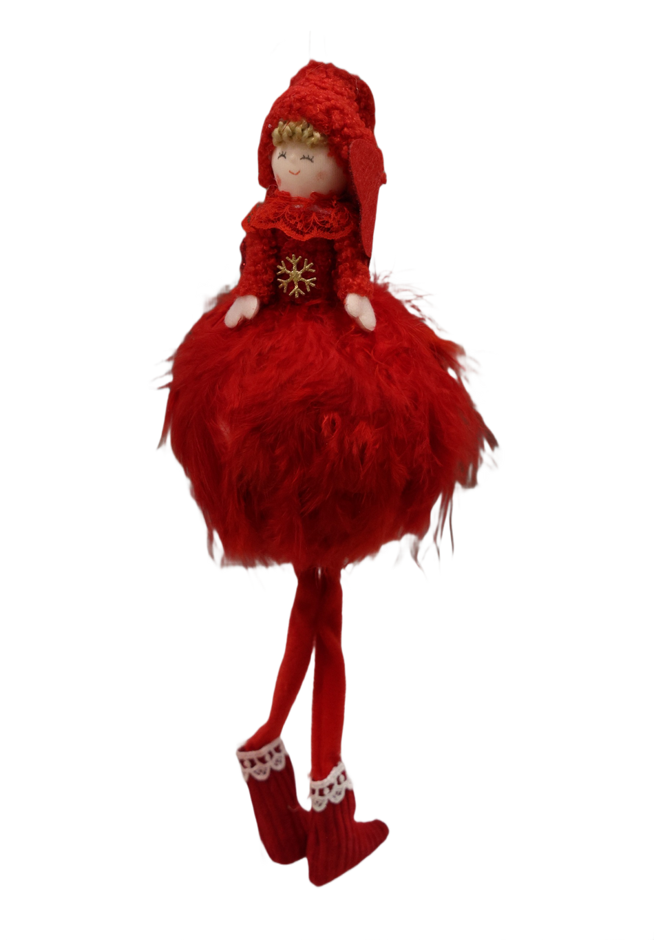 Fetita Textil Cu Blanita Rosie Cu Picioare Atarnate Ab Xmas