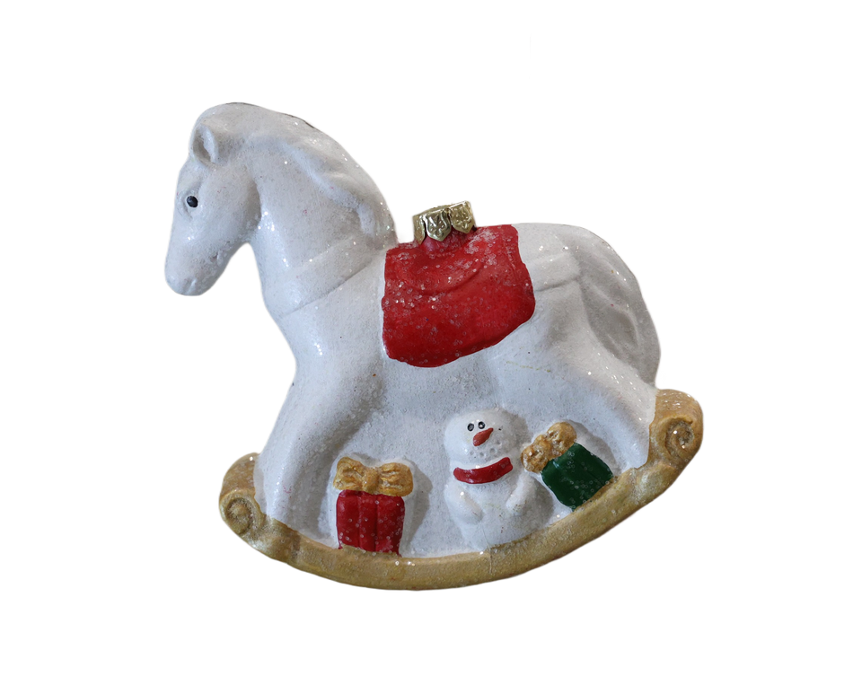 XMAS ORNAMENT BRAD BALANSOAR CU CALUT ALB CU ROSU