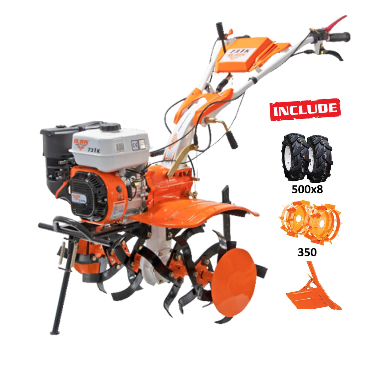 Motocultor Ruris 731k, 8.5 Cp+ Roti Cauciuc 5.00-8
