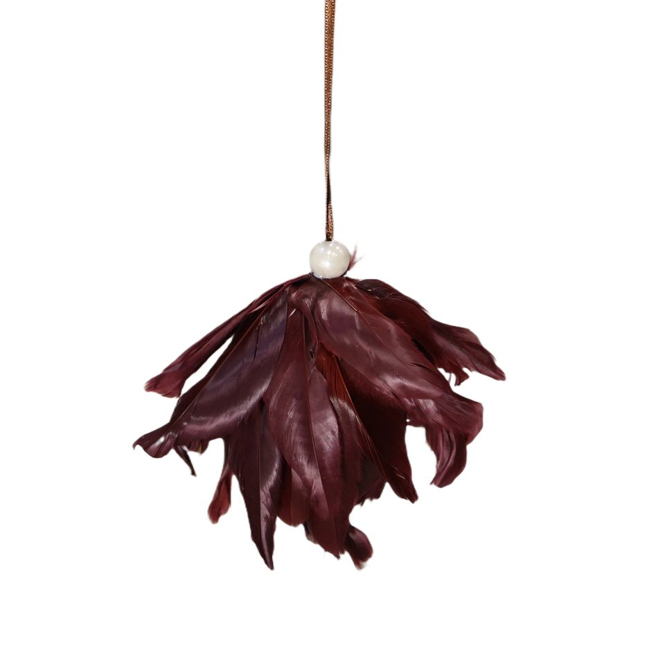 Glob De Agatat Din Pene Alb/bordo 10 Cm Xmas