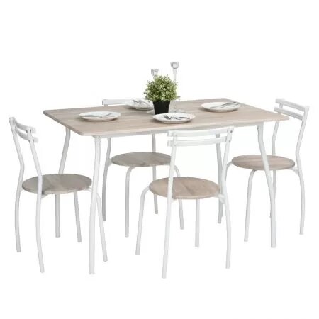 Set Masa Vega Cu 4 Scaune, Natur, 120x80x76 Cm