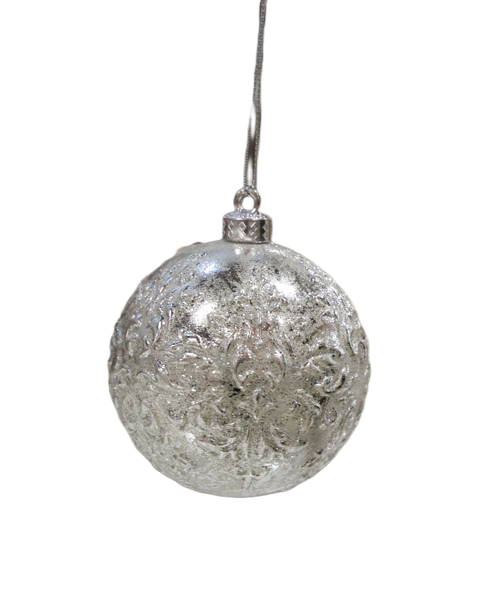 Xmas Ornament Glob Argintiu  8 Cm Plastic