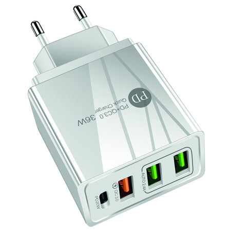 Incarcator retea Fast Charge QC 3.0 PD 2.4A 36 W alb Optonica 9511