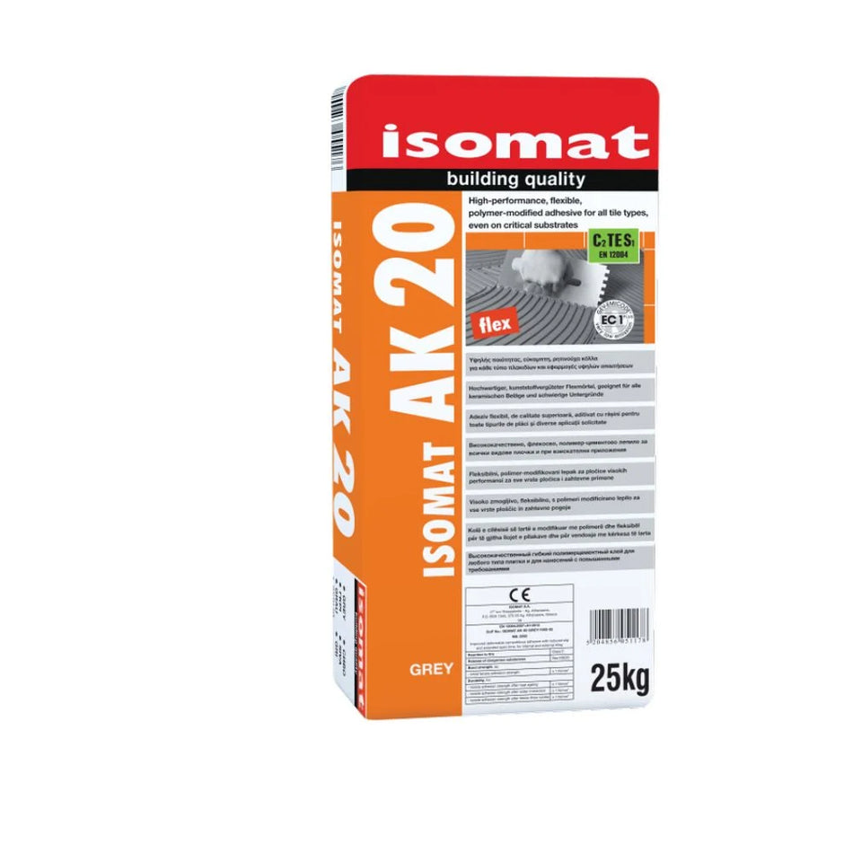 Adeziv Flexibil Gri Placari Ceramice, Isomat Ak 20, C2 Te S1, 25kg
