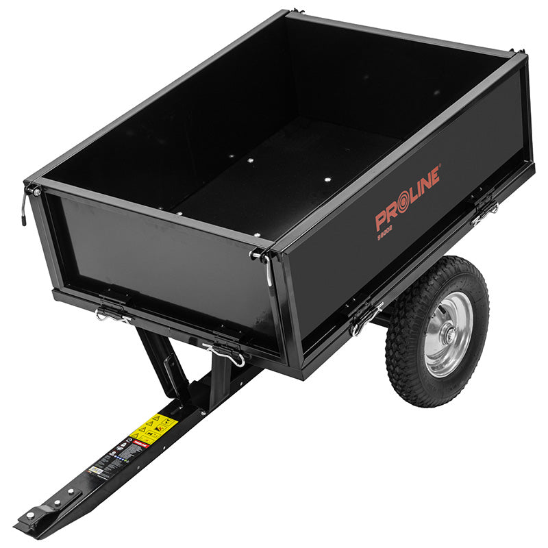 Remorcă basculantă din oțel pentru grădină, cu pereți rabatabili, capacitate 250 kg, PROLINE-M 98002