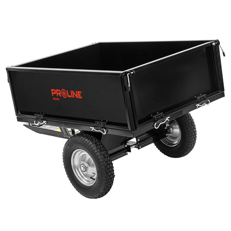 Remorcă basculantă din oțel pentru grădină, cu pereți rabatabili, capacitate 250 kg, PROLINE-M 98002