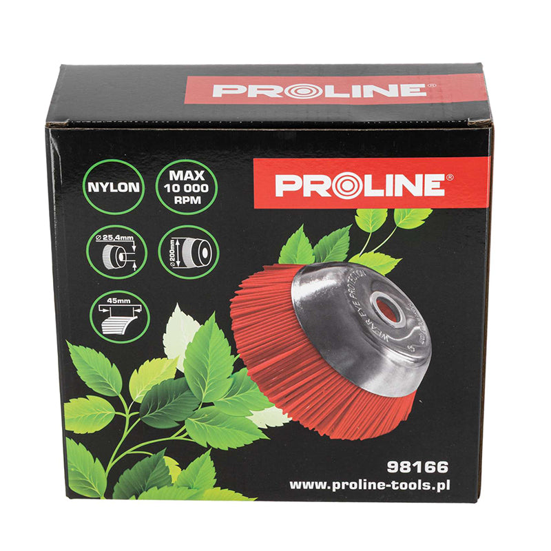 Perie motocoasă tip cupă din nailon cu orificiu 200 mm PROLINE 98166