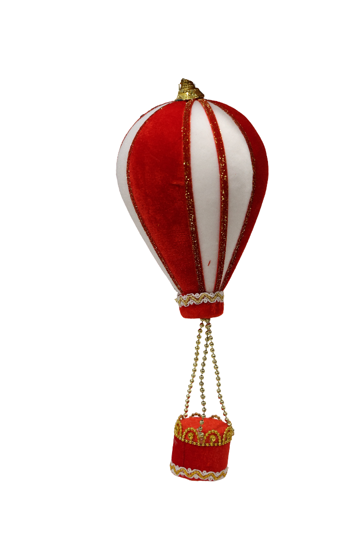 XMAS ORNAMENT DE AGATAT BALON ALB CU ROSU DIN CATIFEA 50538R