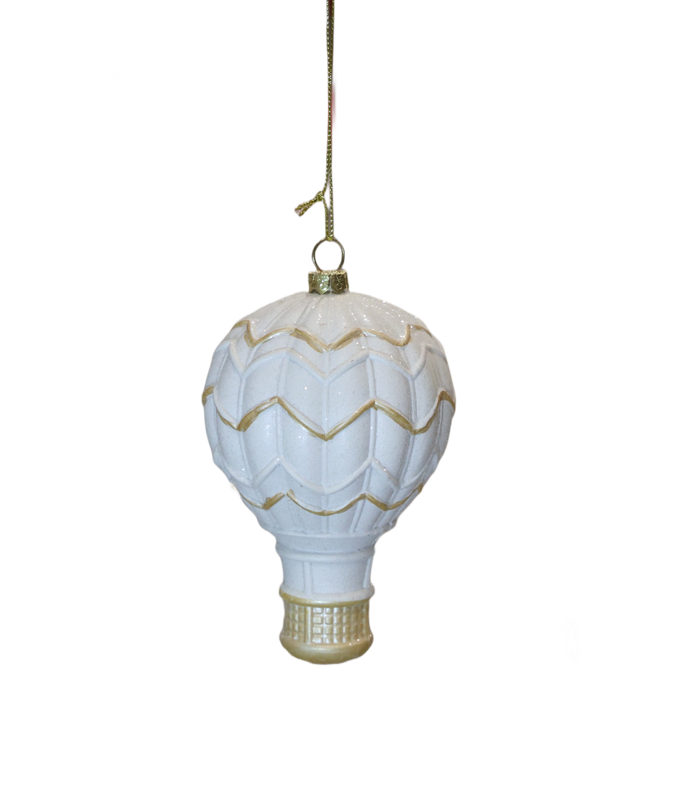 XMAS ORNAMENT BRAD BALON ALB AURIU, PLASTIC