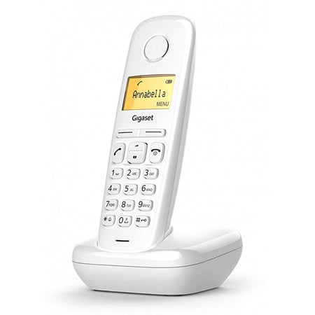 Telefon DECT alb cu ecran iluminat, 50 contacte și mod Eco Gigaset A-GIGA016