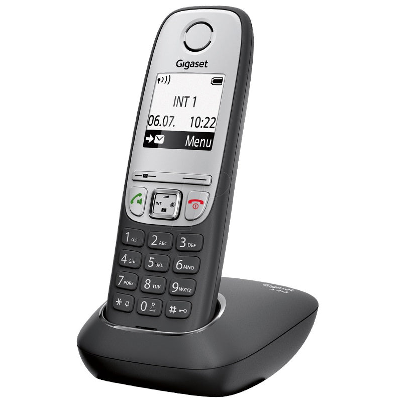 Telefon DECT negru, ecran iluminat, agendă 100 contacte, handsfree Gigaset A-GIGA019