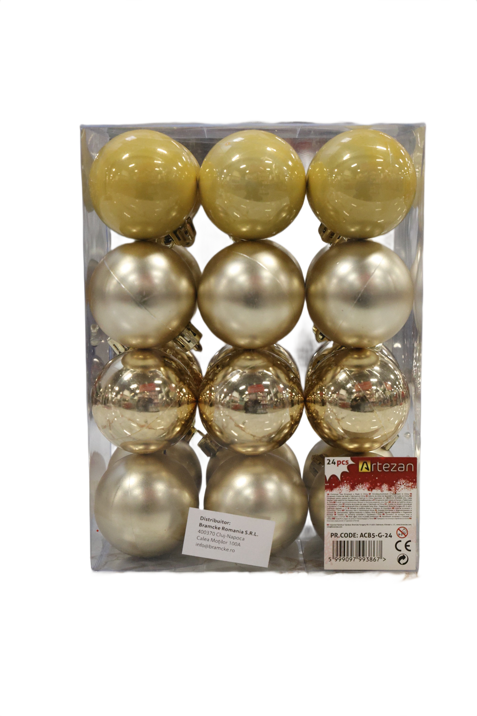 Set Globuri Brad 5cm Auriu Artezan 24 Buc/cutie