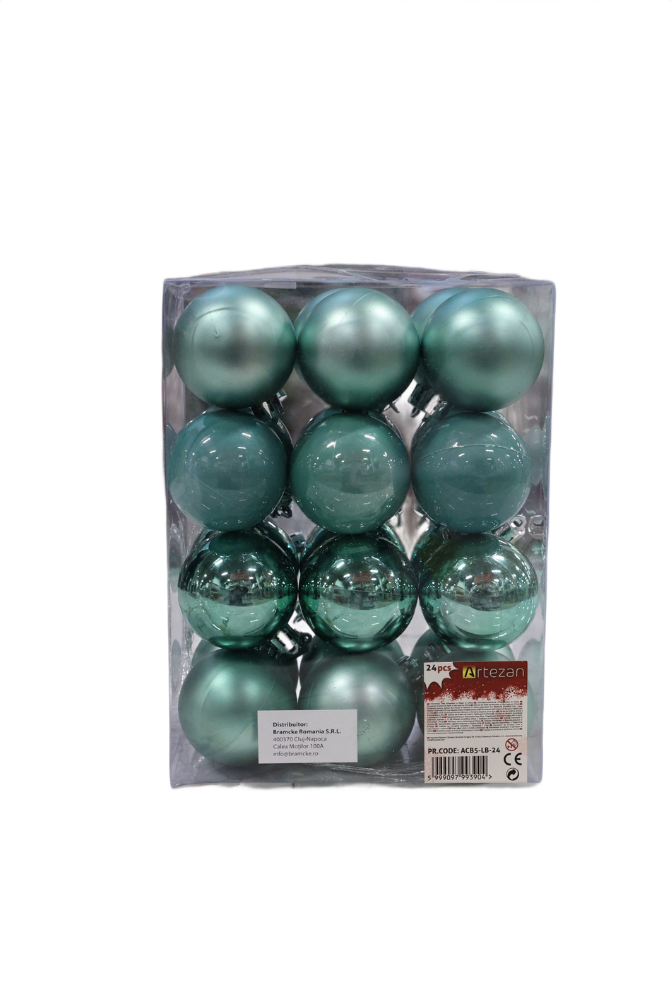 Set Globuri Brad 5cm Albastru Deschis Artezan 24 Buc/cutie