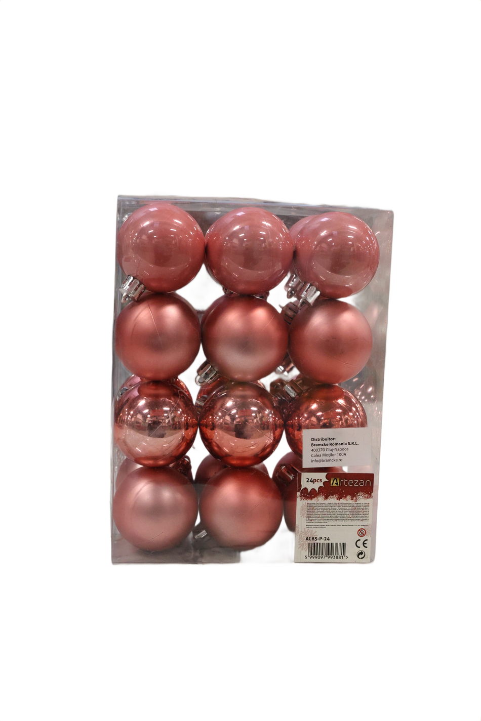 Set Globuri Brad 5cm Pink Artezan 24 Buc/cutie
