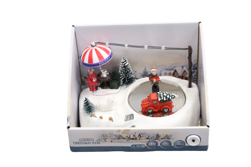 Sceneta Craciun Led Patinoar Figurine Mobile 18x13x13cm