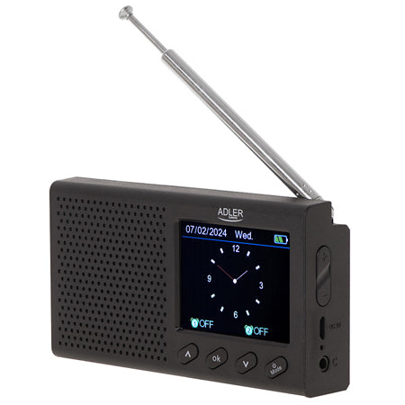 Radio portabil cu ceas, Bluetooth 5.0, ecran LCD, alarmă, Adler AD1198